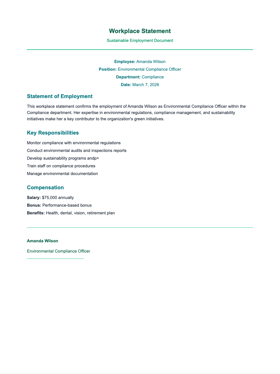 Green eco workplace statement